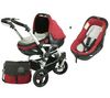 JANE Kombi-Kinderwagen Slalom Pro Reverse + Autositz Matrix Cup + Babywanne Pro Light Molton Red + Buggy Board Maxi Schwarz