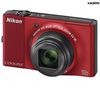 NIKON Coolpix  S8000 Rot + Kompaktes Lederetui 11 x 3,5 x 8 cm + SDHC-Speicherkarte 16 GB  + Akku ENEL12 für Nikon S610, S710 + Speicherkartenleser 1000 in 1 USB 2.0