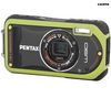 PENTAX Optio  W90 schwarz-grün + Kompaktes Lederetui 11 x 3,5 x 8 cm + SDHC-Speicherkarte 16 GB