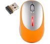 SAITEK Optische Maus wireless + Nano-Stecker M100X - orange + USB-Hub 4 Ports UH-10 + Spender EKNLINMULT mit 100 Feuchttüchern